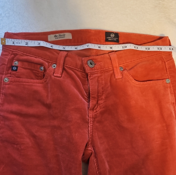 AG Adriano Goldschmied Stevie Slim Straight Corduroy Pants Orange Size 25R - Picture 5 of 8